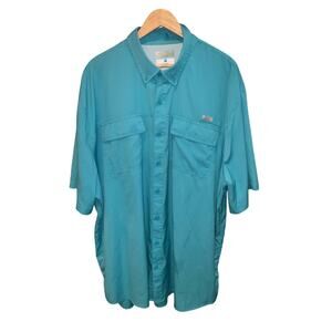 Ocean Coast Ocean Advantage Blue Fishing Button Up Shirt Size 3XLT